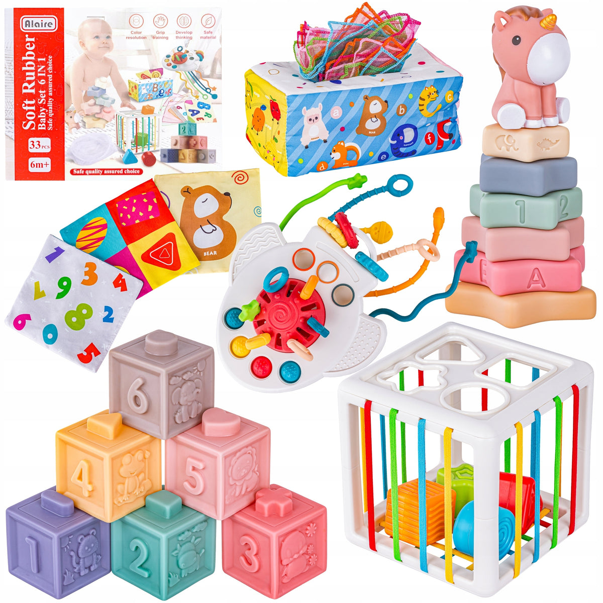 6in1 Montessori Toy Set for Baby 6-12 Months Sensory Toys Manufacturer code ZABAWKI SENSORYCZNE