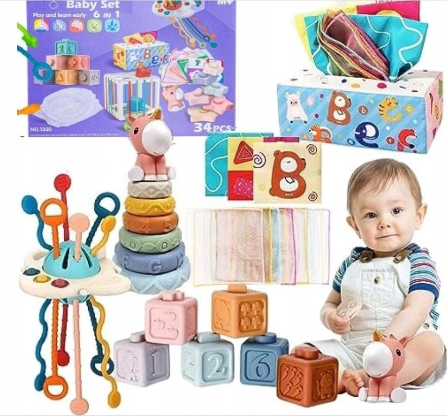6in1 Montessori Toy Set for Baby 6-12 Months Sensory Toys