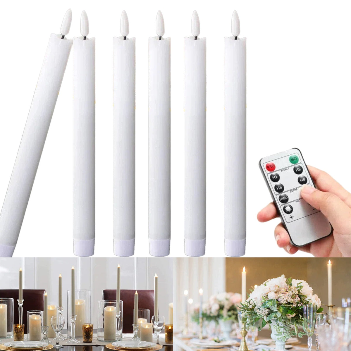 6pcs LED Candles With Remote Control Flameless Table Decorations Wedding Candles