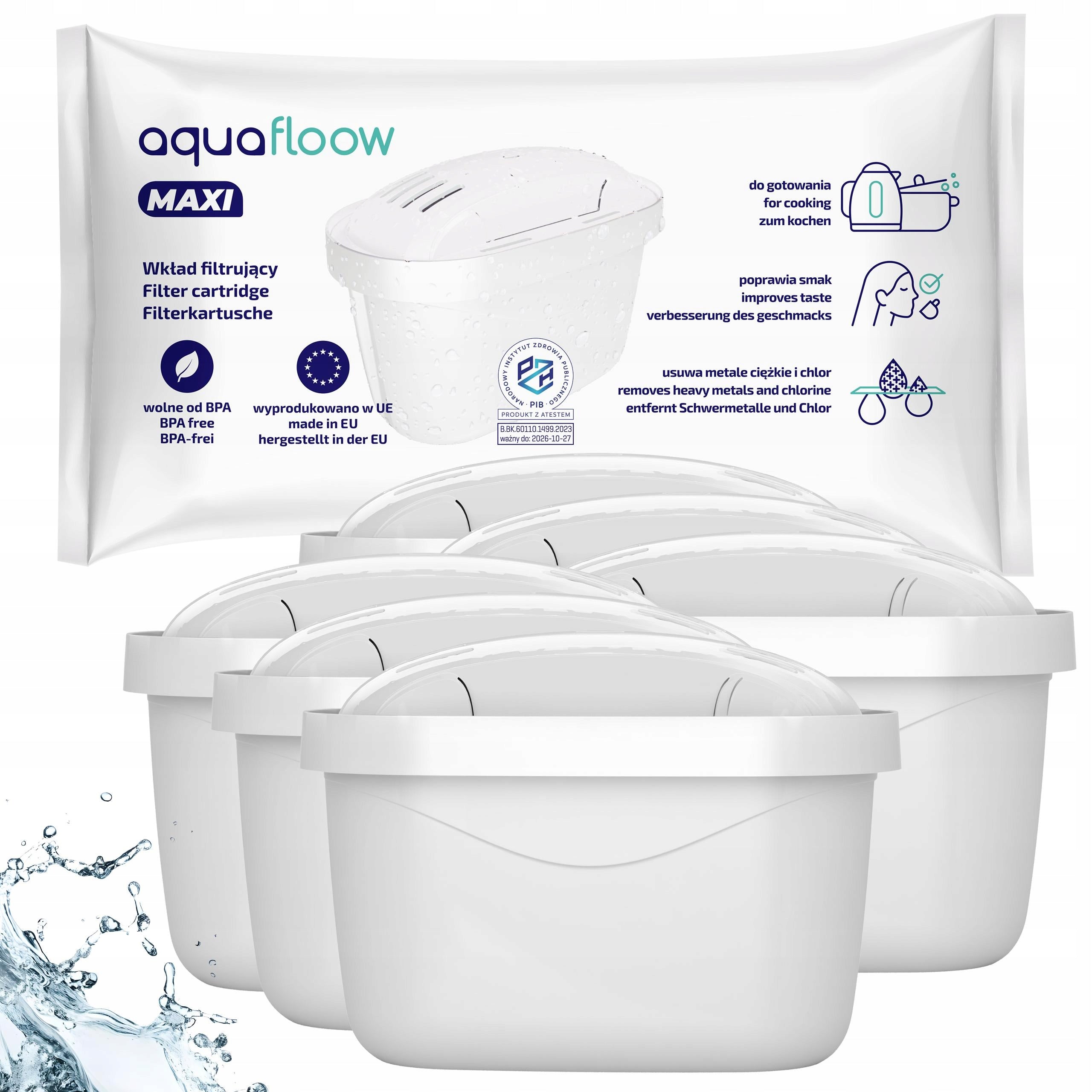 6x AquaFloow Maxi water filter for Aquaphor Brita Dafi jug replacement