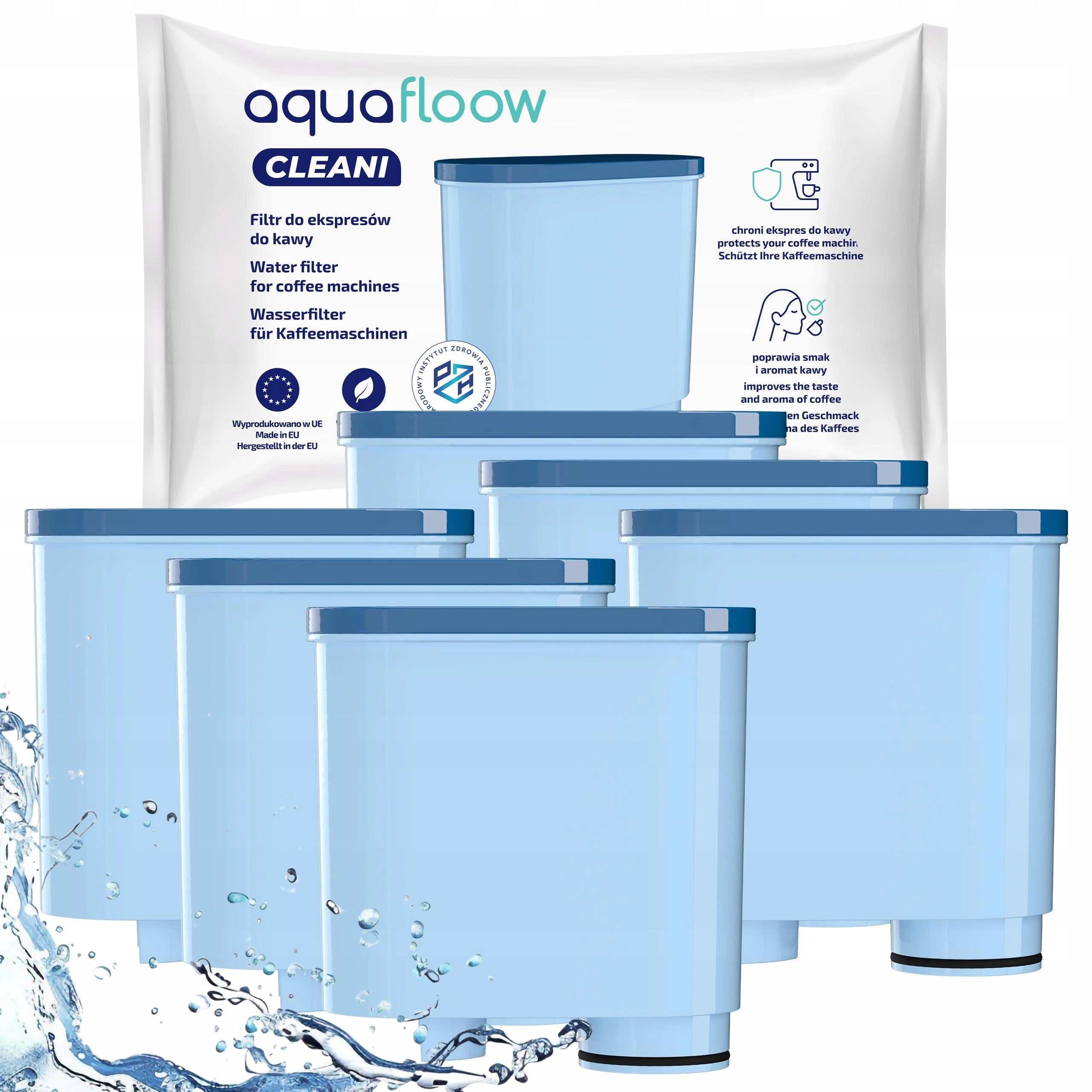 6x AquaFloow filter for Saeco Philips Latte GO AquaClean machines replacement