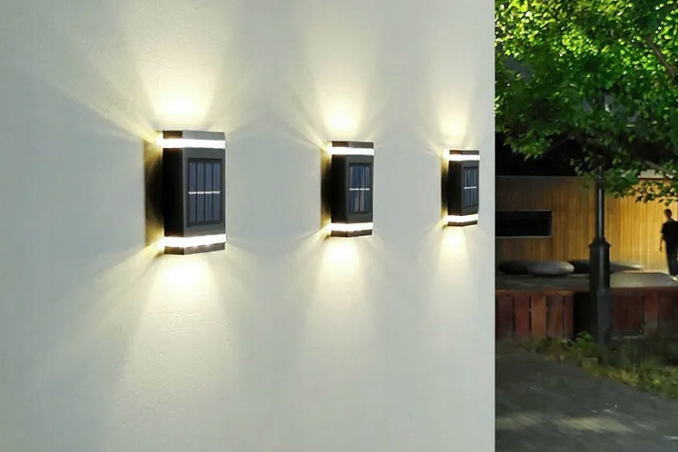 6x LED SOLAR LAMP FOR GARDEN Gazebo WALL LED GARDEN WALL LAMP UP-BOTTOM Color black