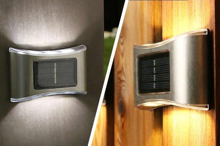 6x METAL LED LAMP DECORATIVE SOLAR WALL LAMP OUTDOOR DUSK SENSOR Brand Decorya