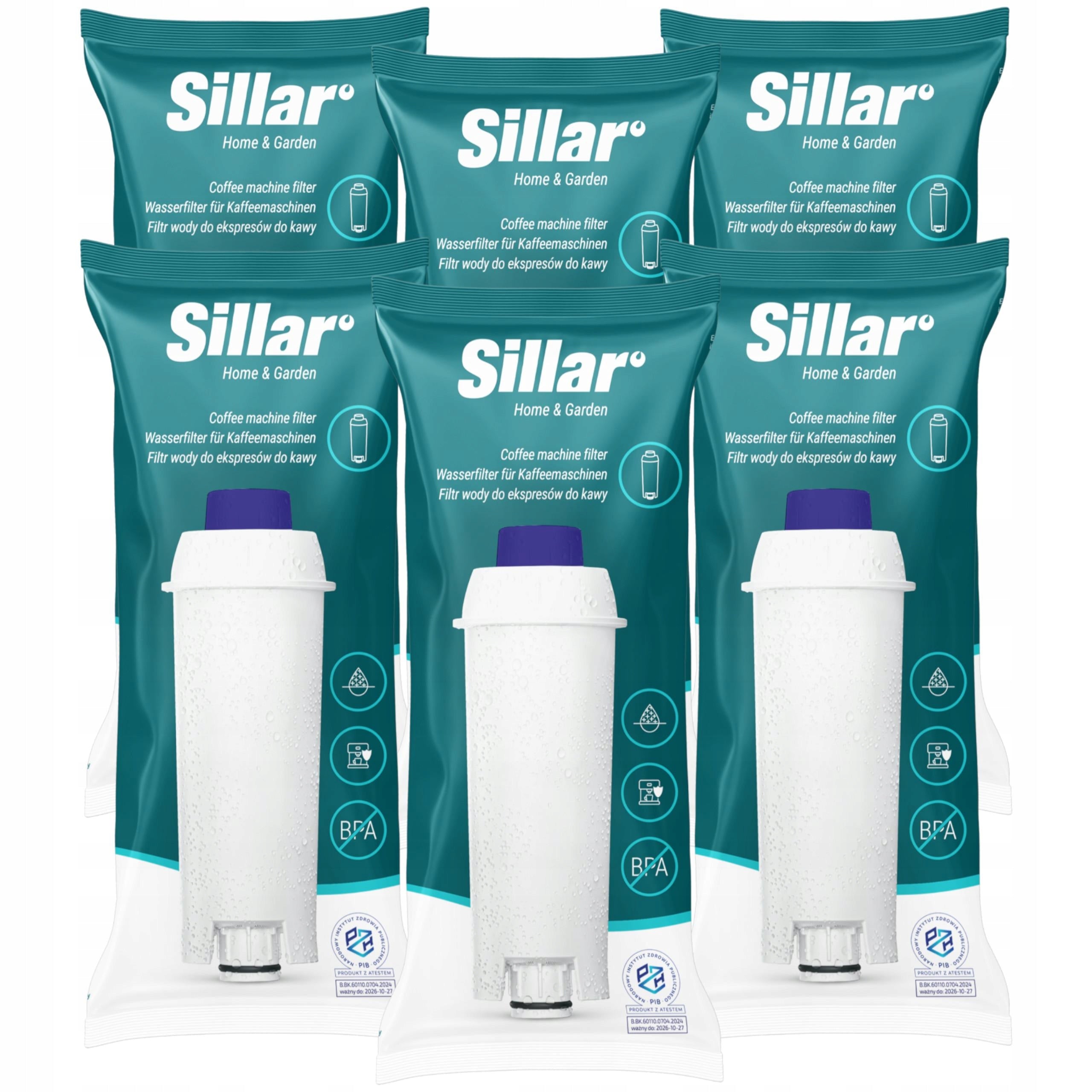 6x Sillar filter for Delonghi Dinamica Magnifica machine - replacement