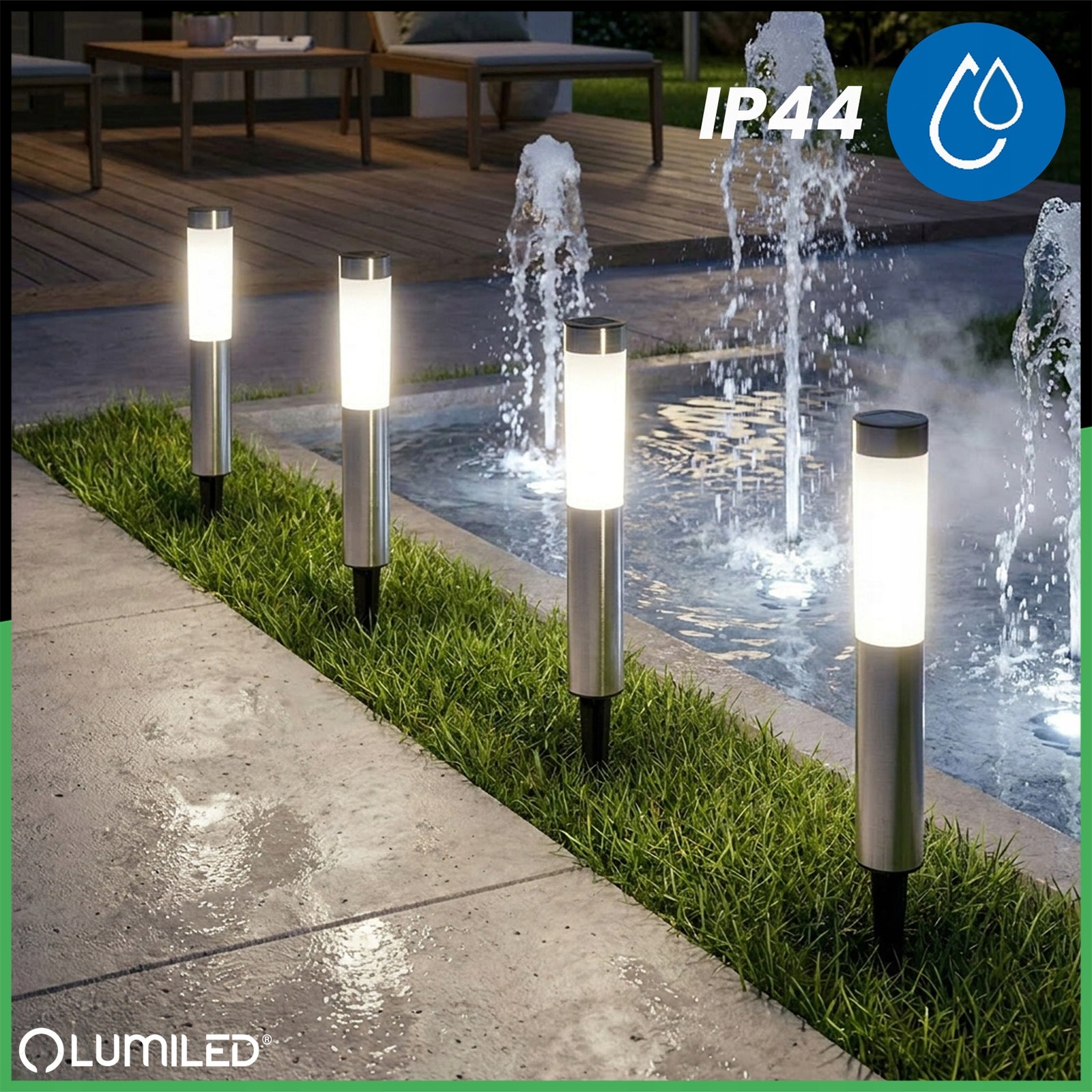 6x Solar Garden Lamp LED Punched Outdoor Decorative Garden Post Total height 52 cm