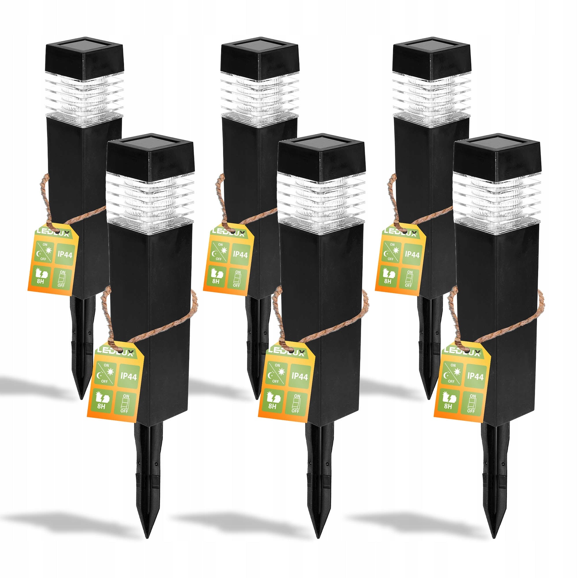6x Solar Lamp LED GARDEN POST HAMMERED LED