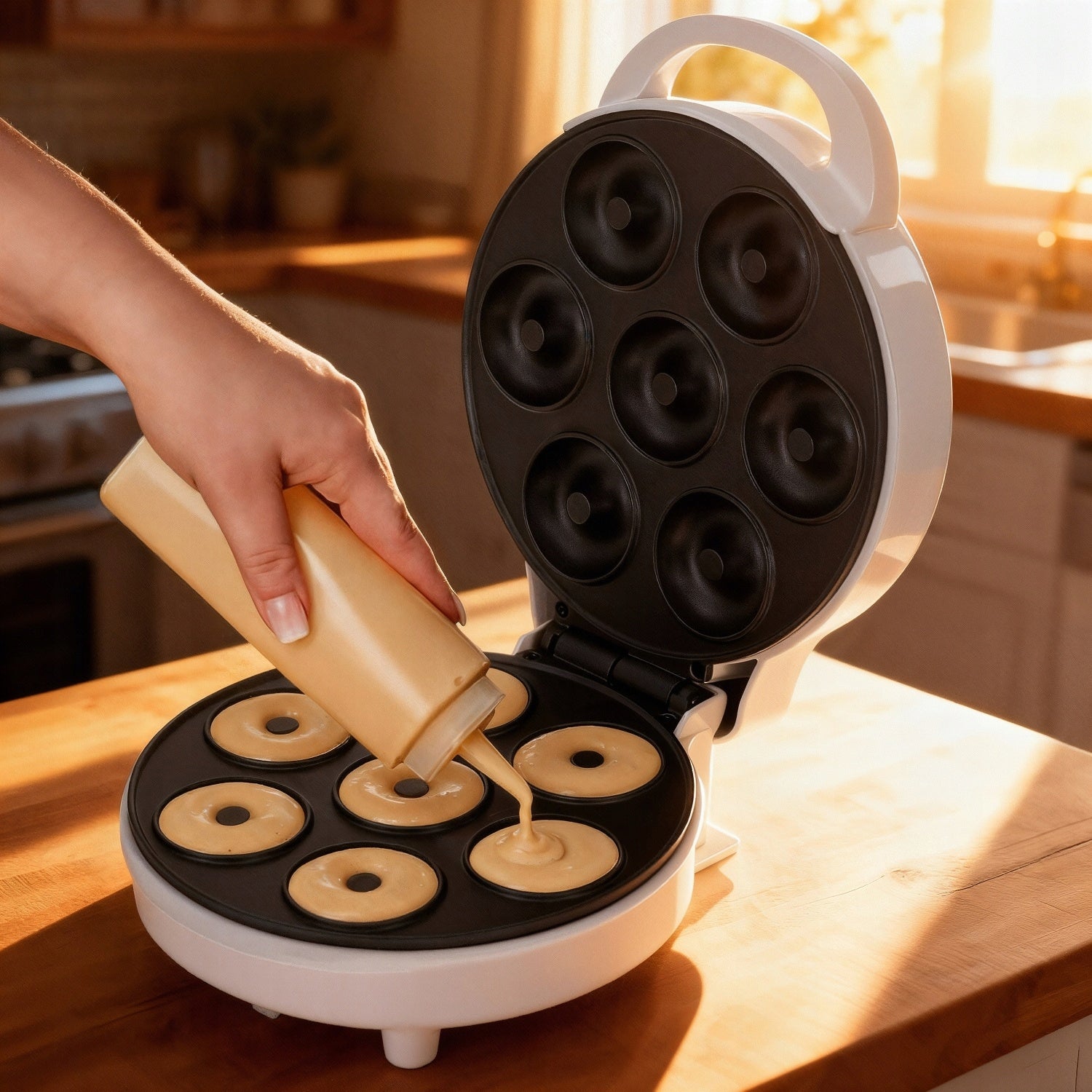 7 DONUT MAKER AT THE SAME TIME 1000W NON-STICK COATING Power rating 1000 W
