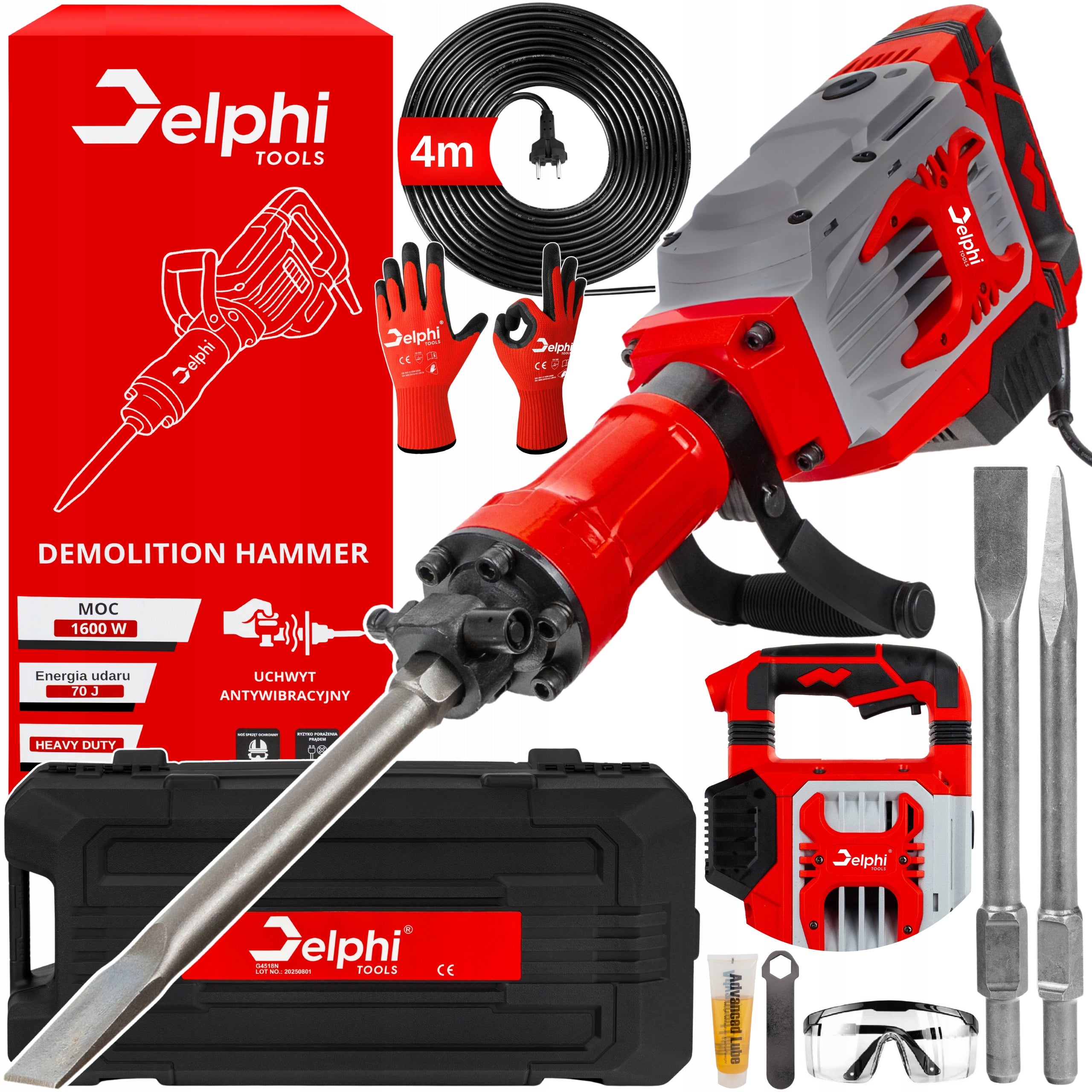 70J OIL COOLED DEMOLITION HAMMER STRONG IMPACT HEX30 1600W CHISEL