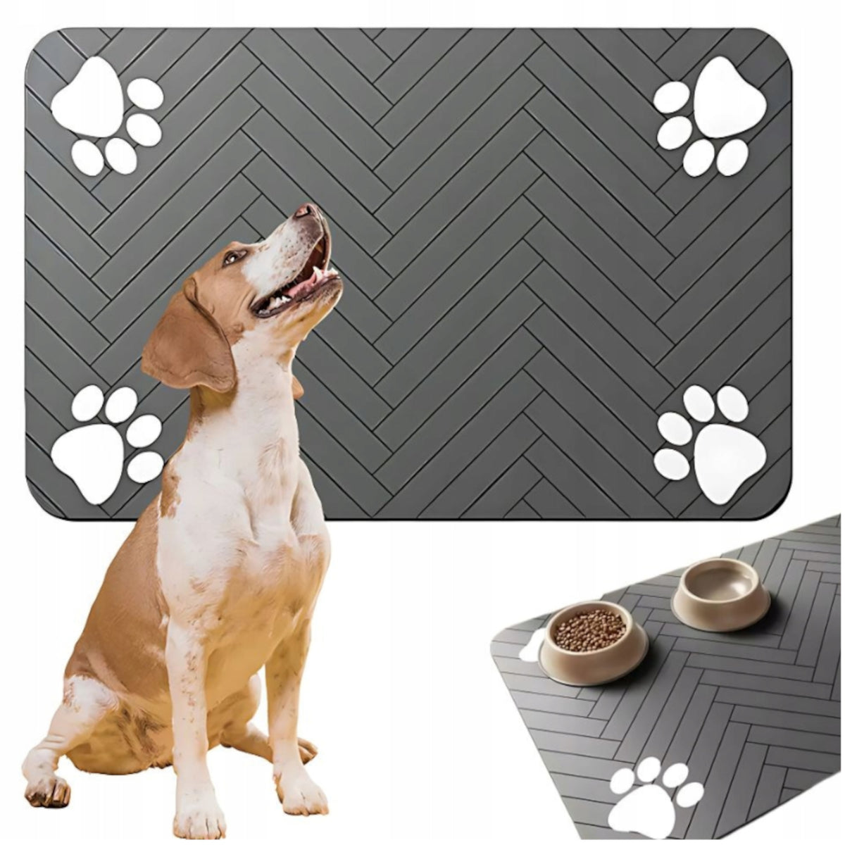 70X60 CM CAT DOG BOWL MAT PAD WATERPROOF NON-SLIP