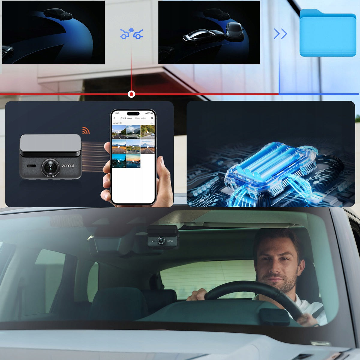 70mai 4K SET A900 Ultra Dash Cam + Rear RC43S Manufacturer code SET A900 ULTRA + RC43S