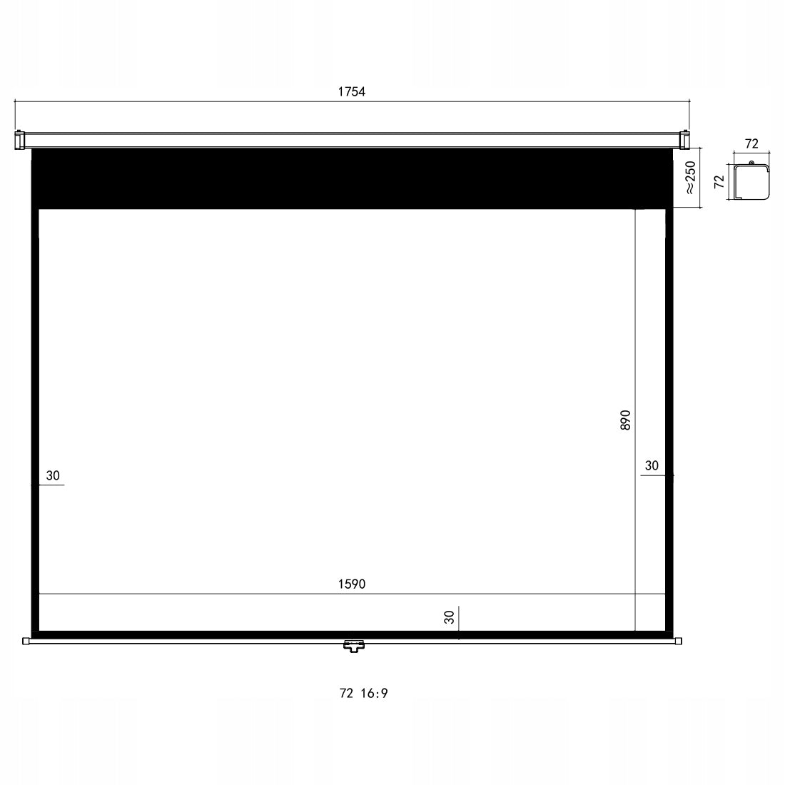 72" Handheld Projection Screen Ceiling for 4K Projector 16:9 Spacetronik EAN (GTIN) 5907100092452