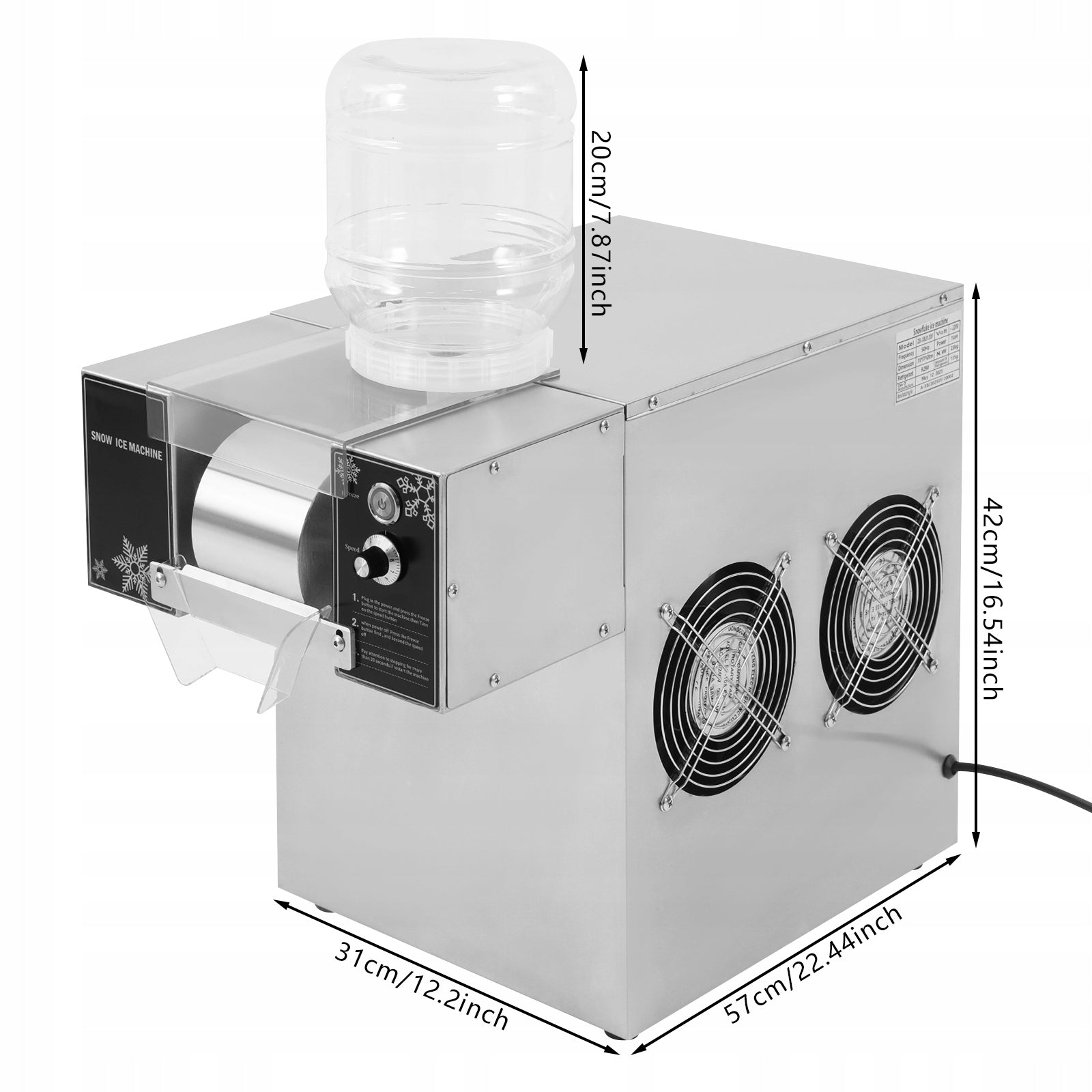 750W 5L Commercial Snowflake Ice Maker Electric Snow Ice Machine Packaging status original