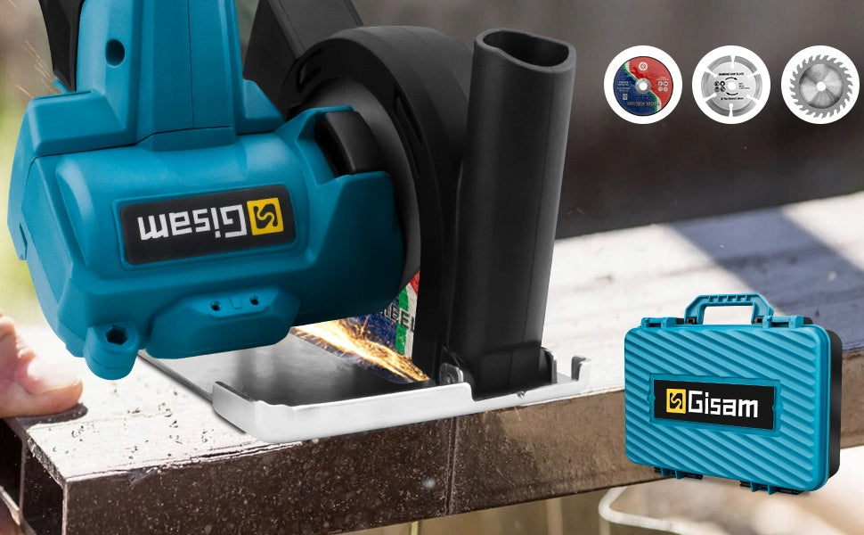 76mm Brushless Cordless Angle Grinder 21V - Metal Cutter with 2 Batteries Manufacturer code Gisam 3864