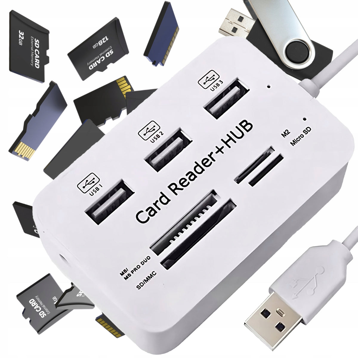 7IN1 USB HUB SPLITTER CARD READER ADAPTER SD MICRO FAST SPLITTER