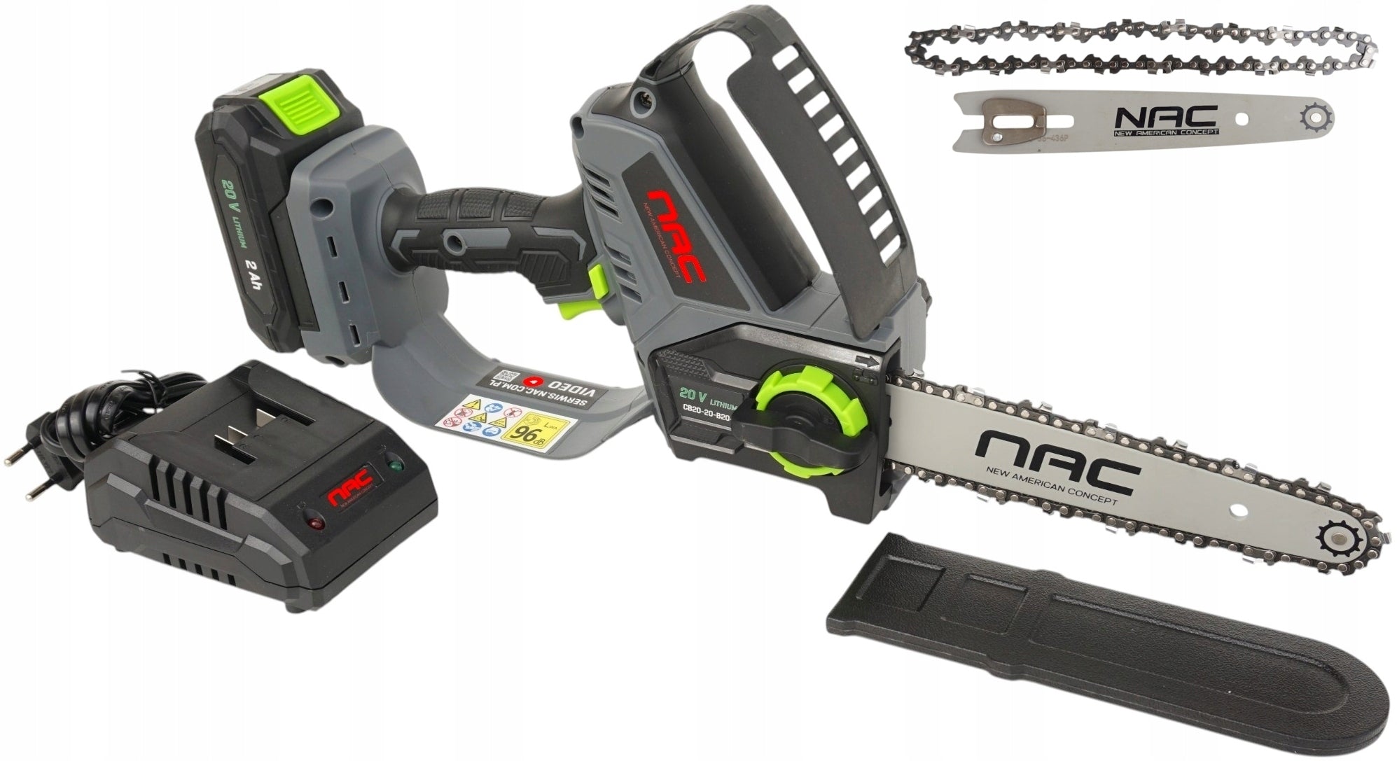 8" CORDLESS CHAINSAW WITH BATTERY AND CHARGER NAC 20V
