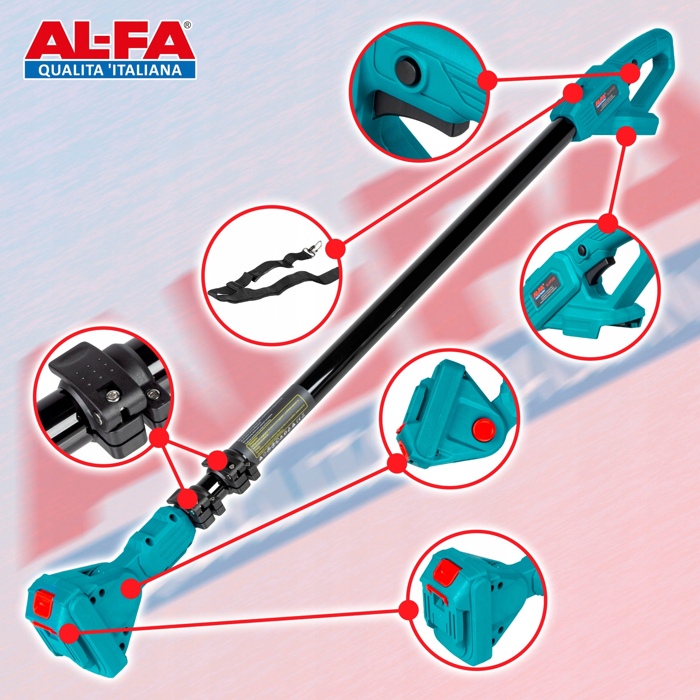 8" CORDLESS SAW for branches TELESCOPIC BOOM 250cm set Power supply battery operated