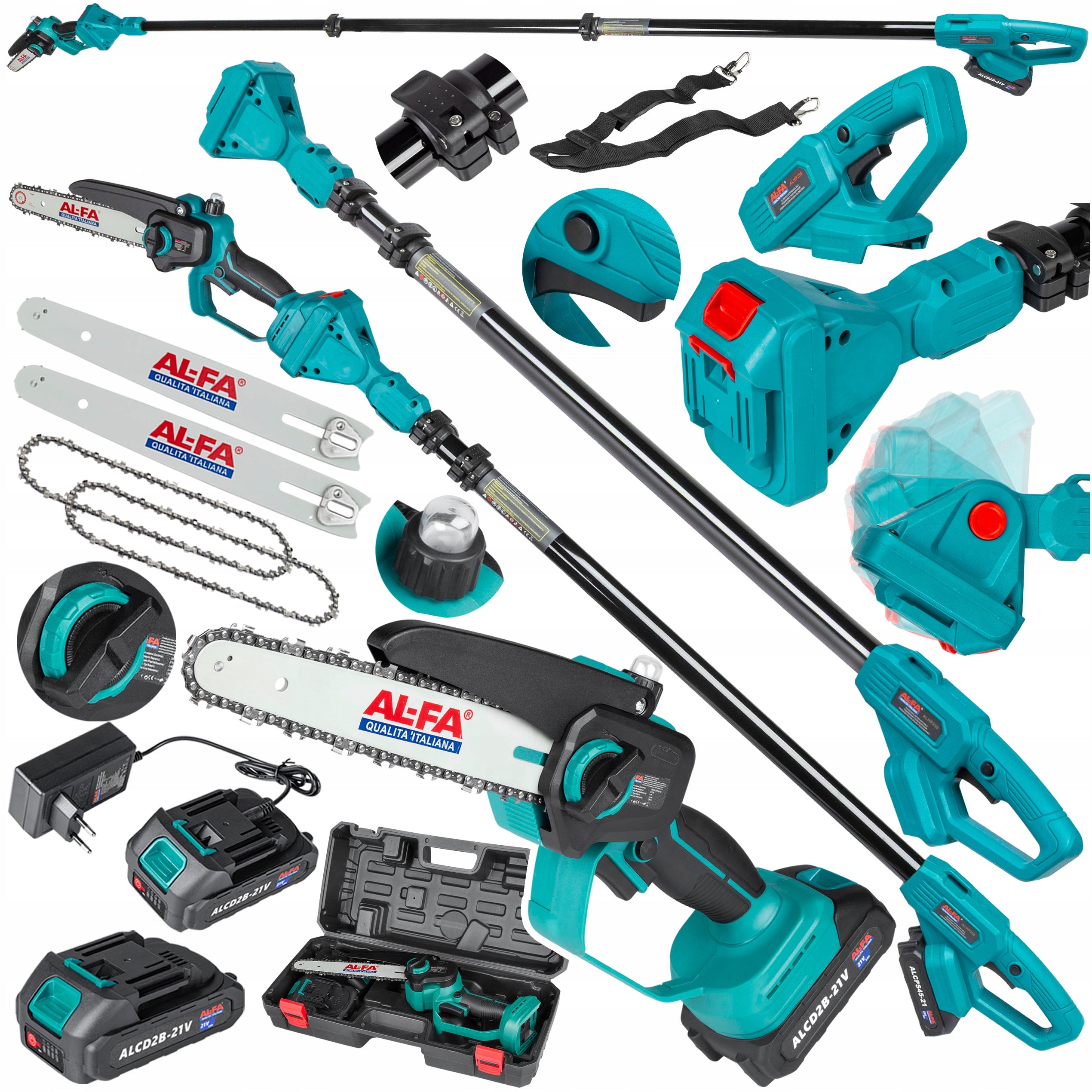 8" CORDLESS SAW for branches TELESCOPIC BOOM 250cm set
