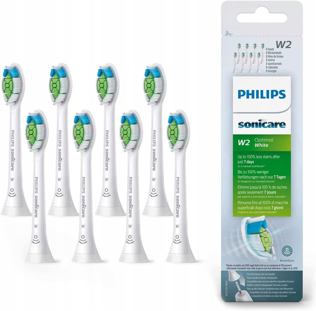 8 pcs Philips Sonicare W2 hx6064 Optimal White Toothbrush Tips
