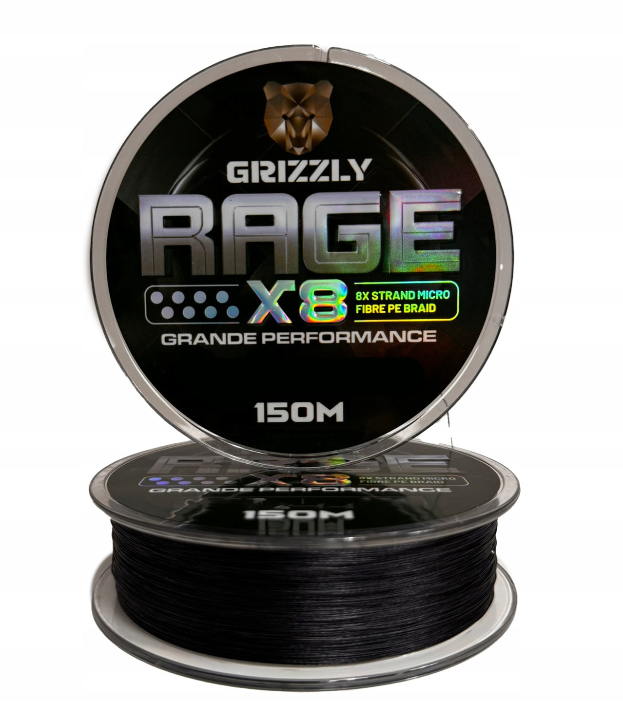8 strand fishing braid GRIZZLY RAGE black strong 0,18mm 150m 29,2kg Manufacturer code RAGE-BLACK-x8-018