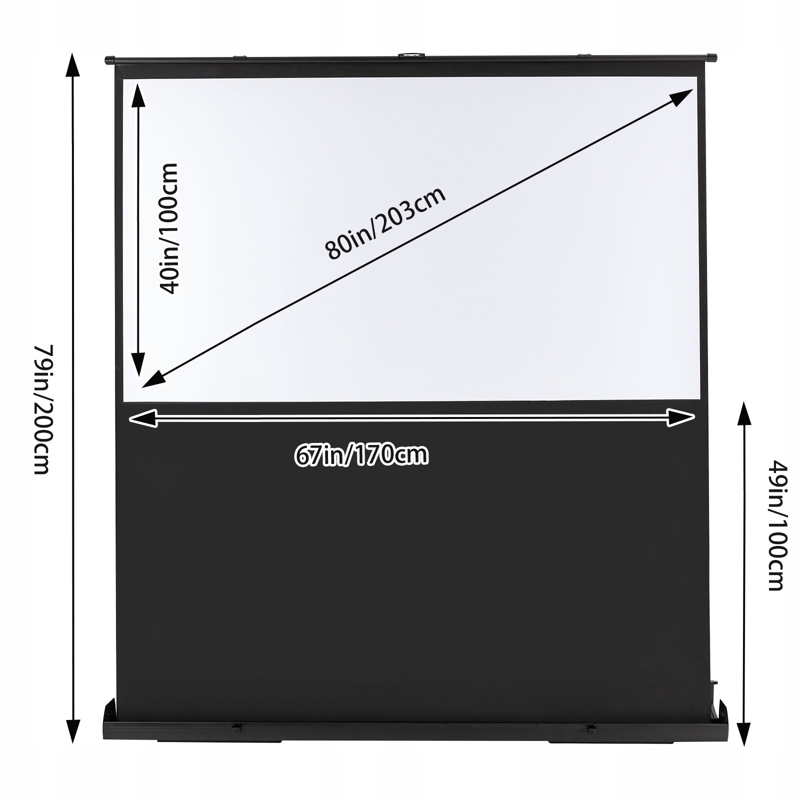 80" Pull-up Projection Screen, Portable Projection Screen Displays, 16:9 Packaging status original