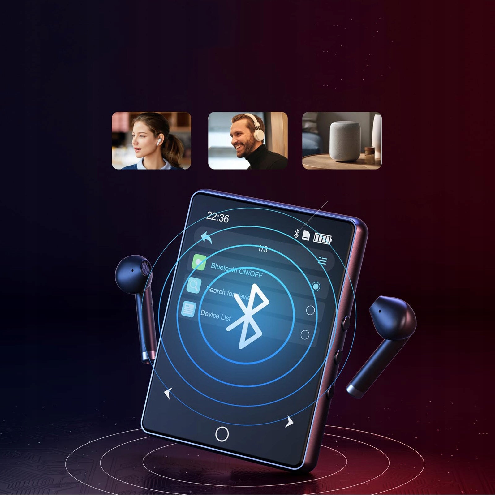 8GB Radio MP3 Player with Bluetooth WiFi 4,0" Touch MP3 APPS Large Model pro