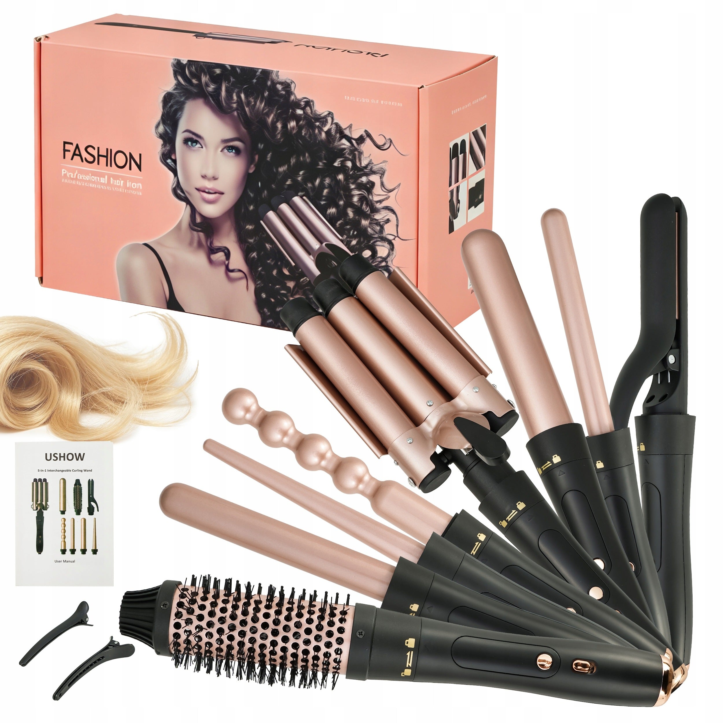 8IN1 CERAMIC 45W MULTIFUNCTION CURLER WITH TEMPERATURE CONTROL REMOVABLE Packaging status original