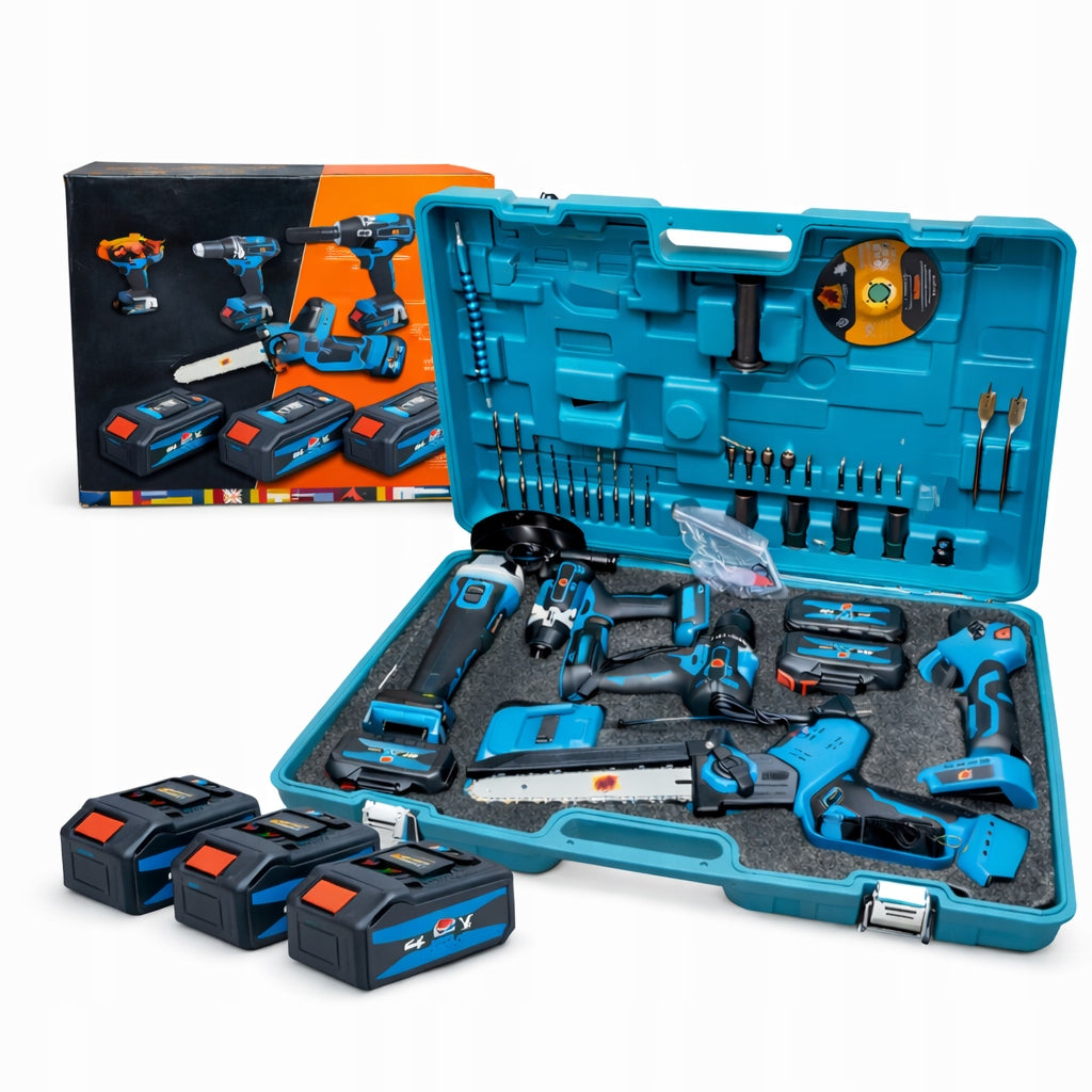 8IN1 CORDLESS TOOL SET GRINDER WRENCH SCREWDRIVER PRUNER SAW