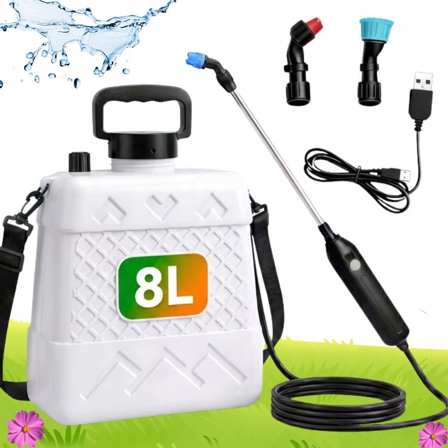 8L CORDLESS GARDEN SPRAYER ELECTRIC PORTABLE USB C 3 NOZZLES