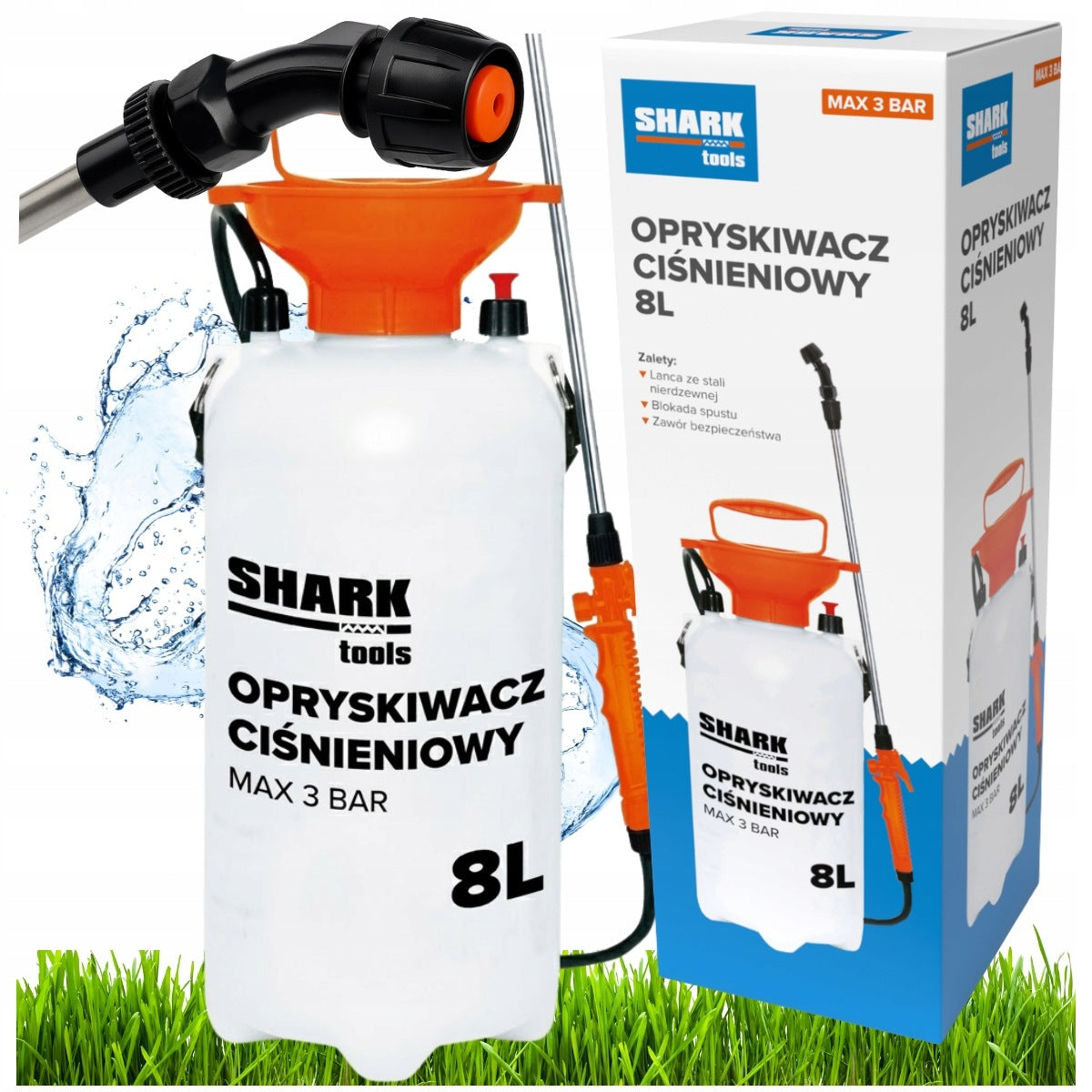 8L GARDEN PRESSURE HAND SPRAYER WITH LANCE NOZZLE FOR PLANT SPRAYING