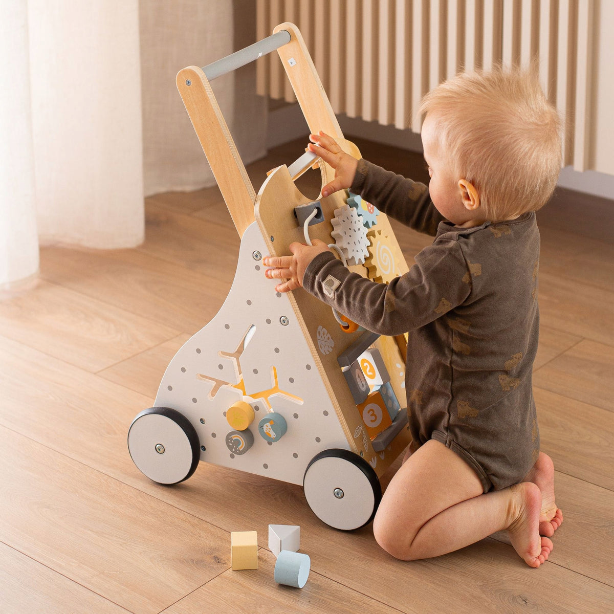 8in1 Wooden Educational Walker / Baby Pusher - Manipulation Board Packaging status original