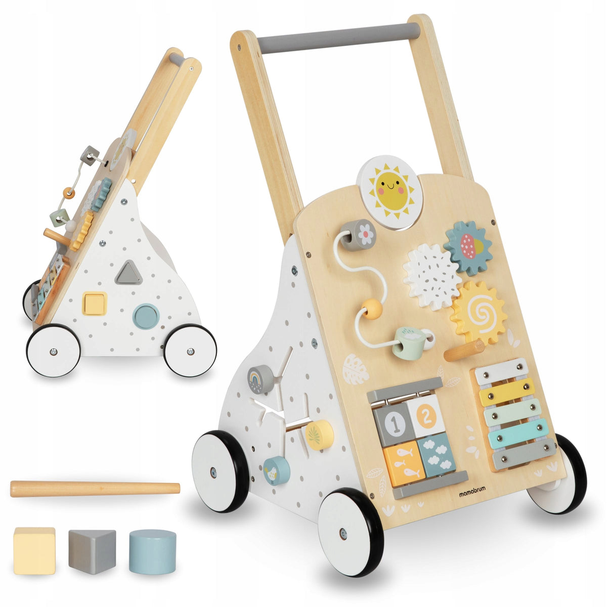 8in1 Wooden Educational Walker / Baby Pusher - Manipulation Board