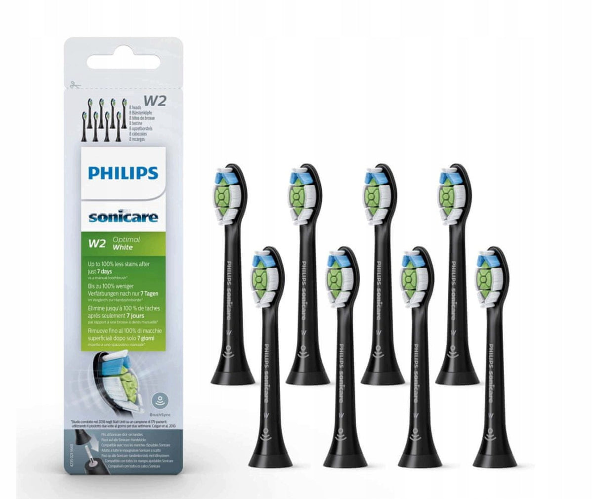 8pcs Philips Sonicare W2 Optimal White HX6064 Toothbrush Tips