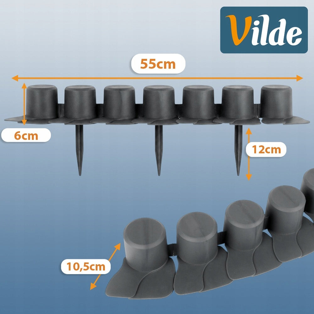 8x GARDEN Palisade grey fence border lawn edging beds 440 cm Product height 6 cm