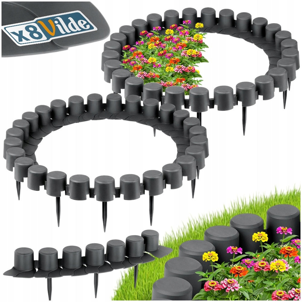 8x GARDEN Palisade grey fence border lawn edging beds 440 cm