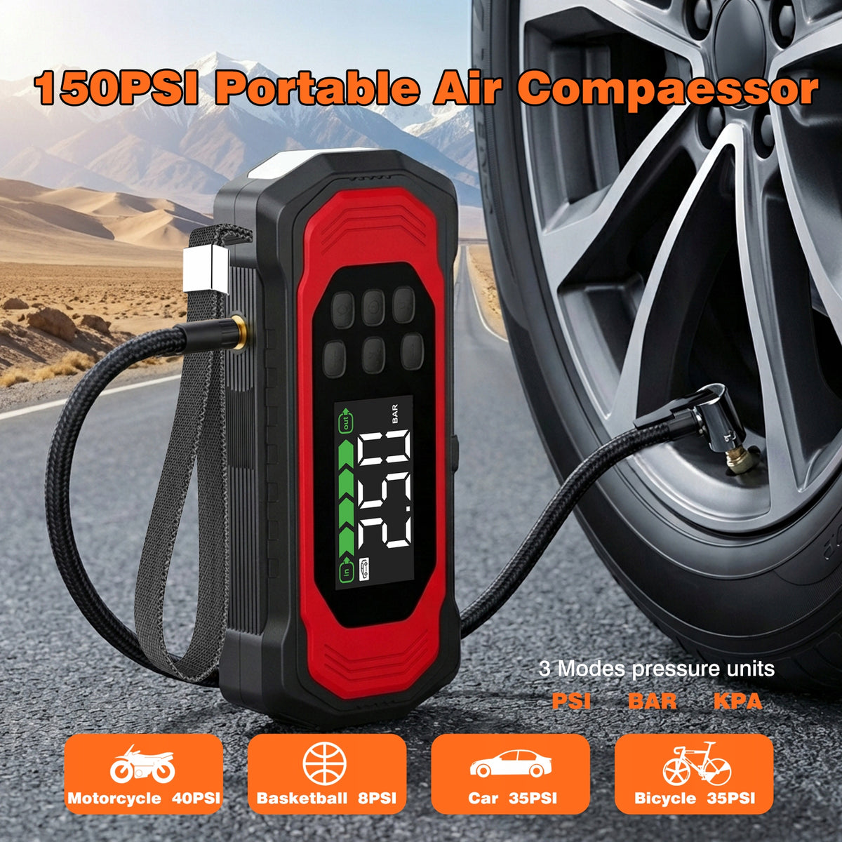 9-in-1 jump starter 9000A with Inflator/Deflator for All Petrol/14L Diesel Brand Swarey