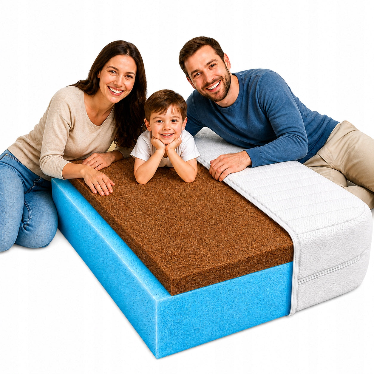 90x200 solid mattress with coconut fibre Polish H1 H2 / H3 stiffened with foam