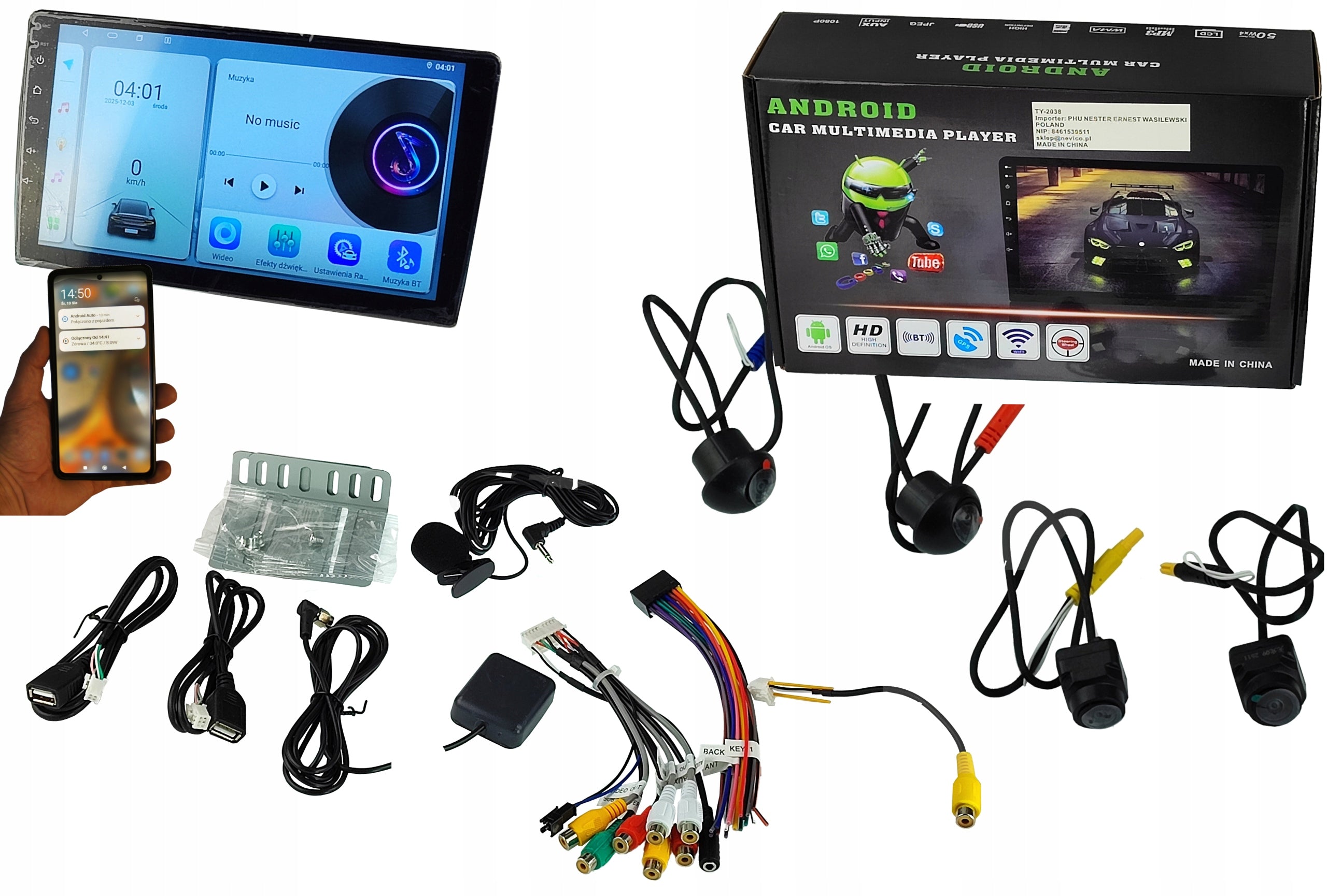 9cali RADIO 4GB 64GB 8core ANDROID PL GPS CARPLAY + CAMERAS 360 + MICROPHONE