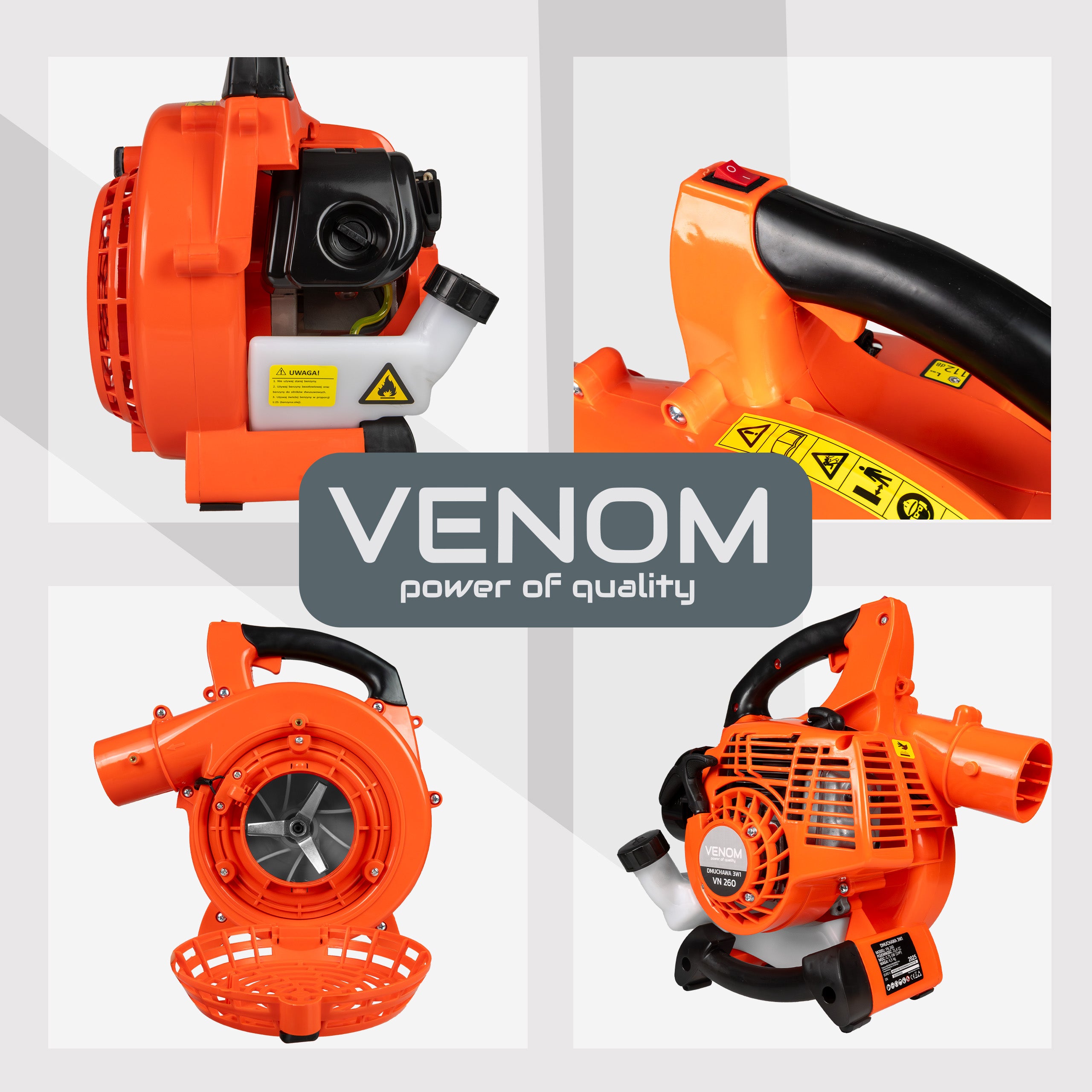 9in1 LEAF COMBUSTION BLOWER GARDEN VACUUM CLEANER SHREDDER BAG 55L Tool weight 4.5 kg