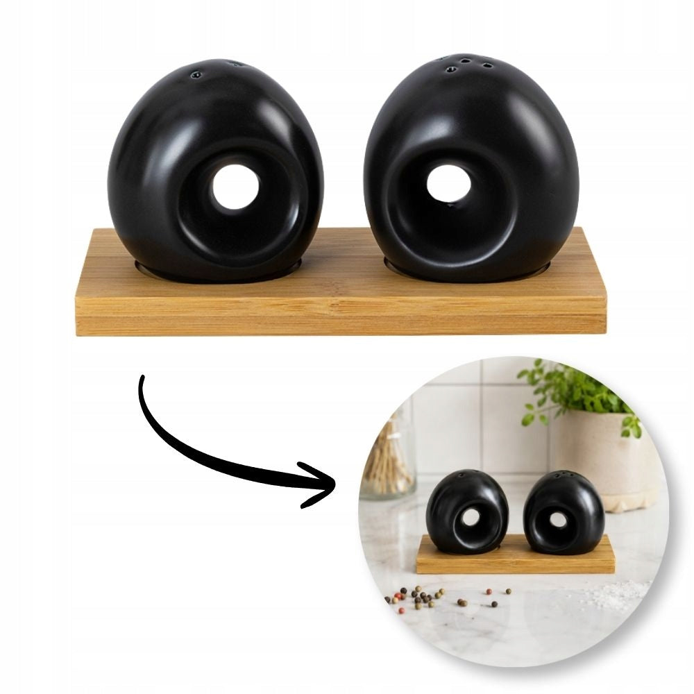 A set of spices and salt shakers with bamboo, black RONNIE