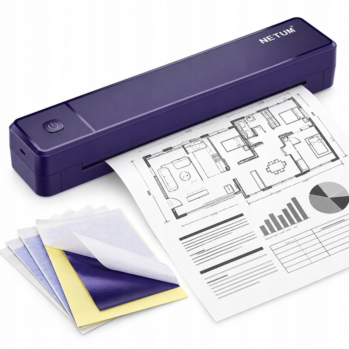 A4 NETUM E80 Bluetooth 203DPI Thermal Printer For Documents And Tattoo Packaging status original