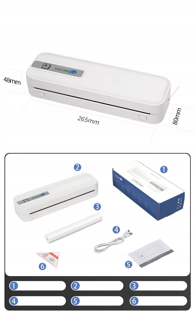 A4 Wireless Bluetooth Inkless Printer for Phone and PC Manufacturer code HIOWY012