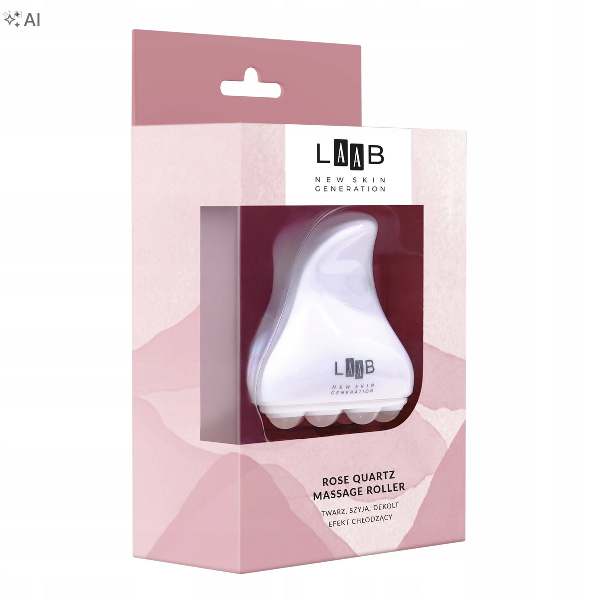 AA LAAB Rose Quartz Stone Face Roller with Cooling Effect Packaging status original