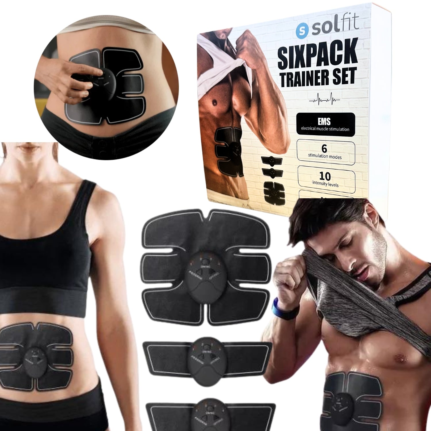 ABDOMINAL MUSCLE ELECTROSTIMULATOR EMS SET 3IN1 FOR FITNESS SIXPACK Brand no brand