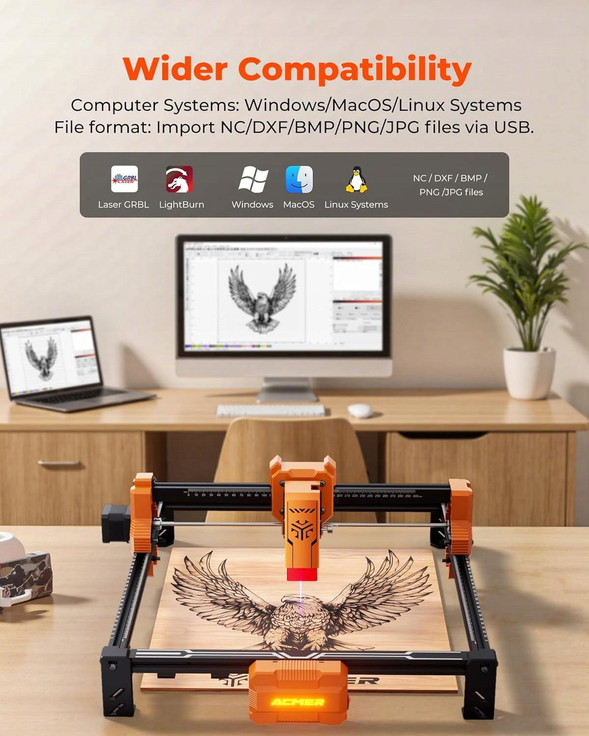 ACMER S2 Laser Engraver, 7W Laser Engraving Machine for Wood, Leather DIY Packaging status original