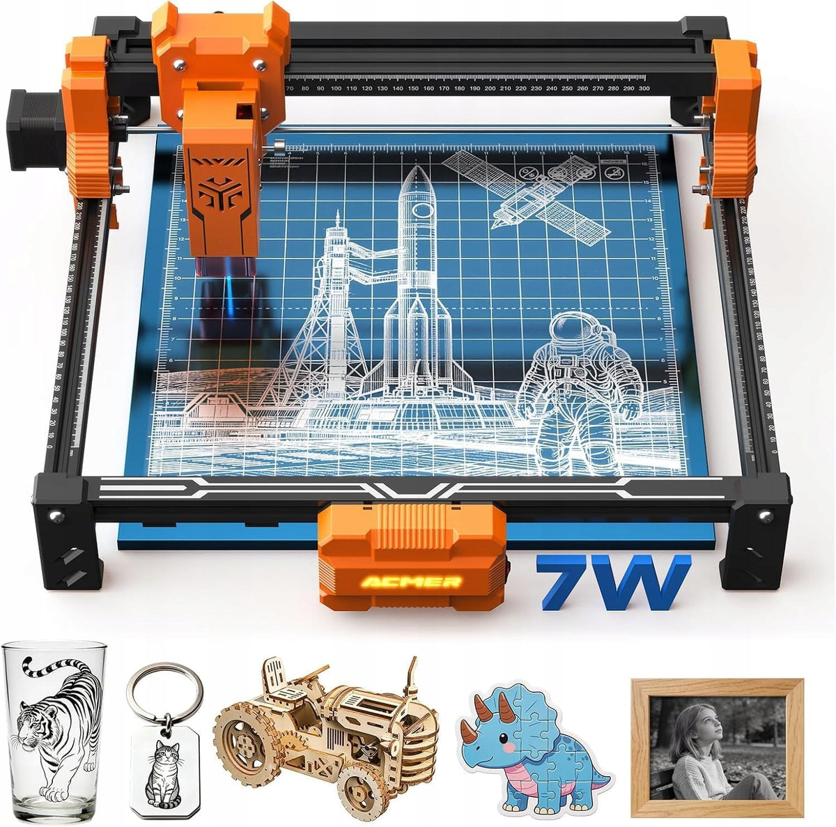 ACMER S2 Laser Engraver, 7W Laser Engraving Machine for Wood, Leather DIY