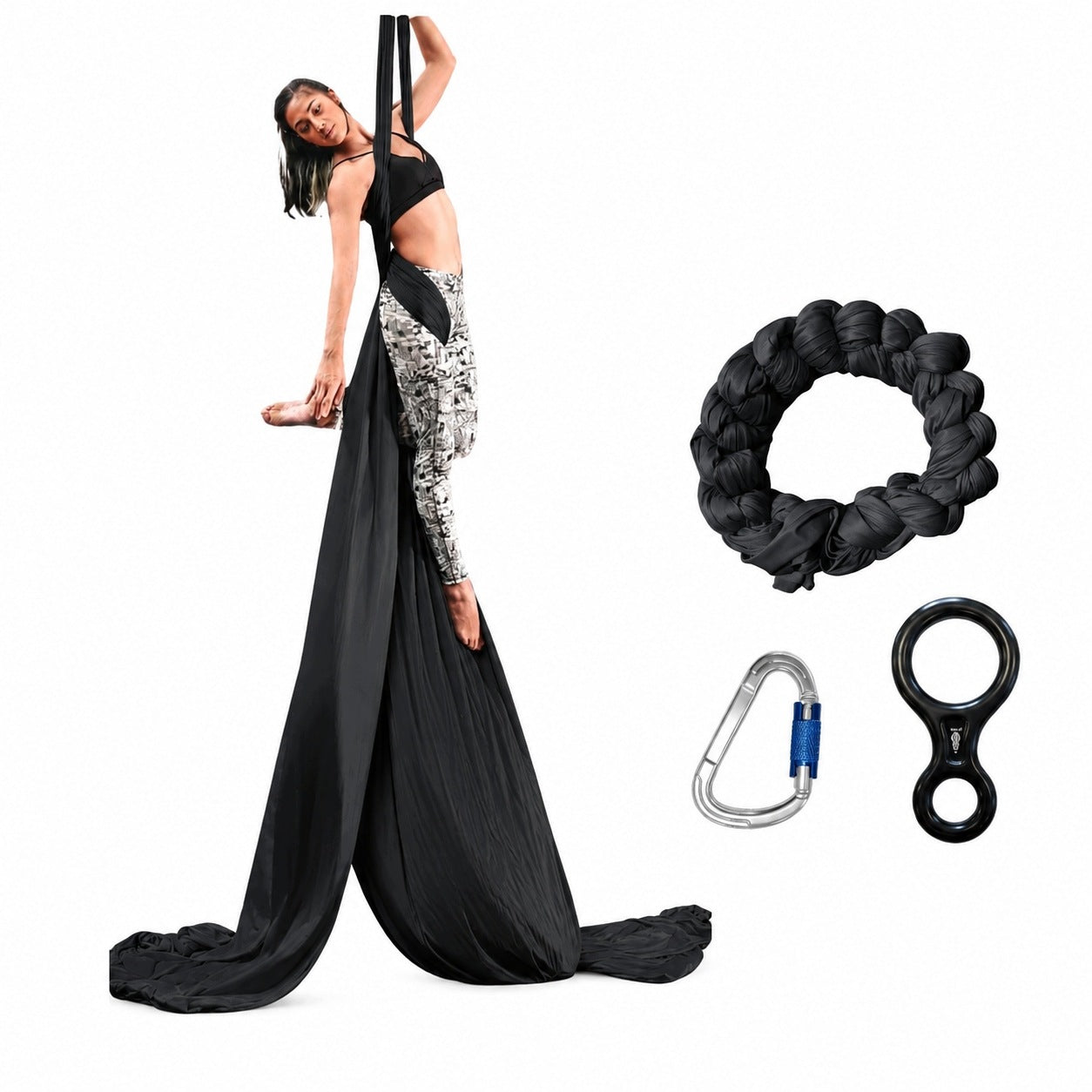 ACROBATIC sash, aerial silk scarf, 9 meters, width 150 cm Brand M-pole