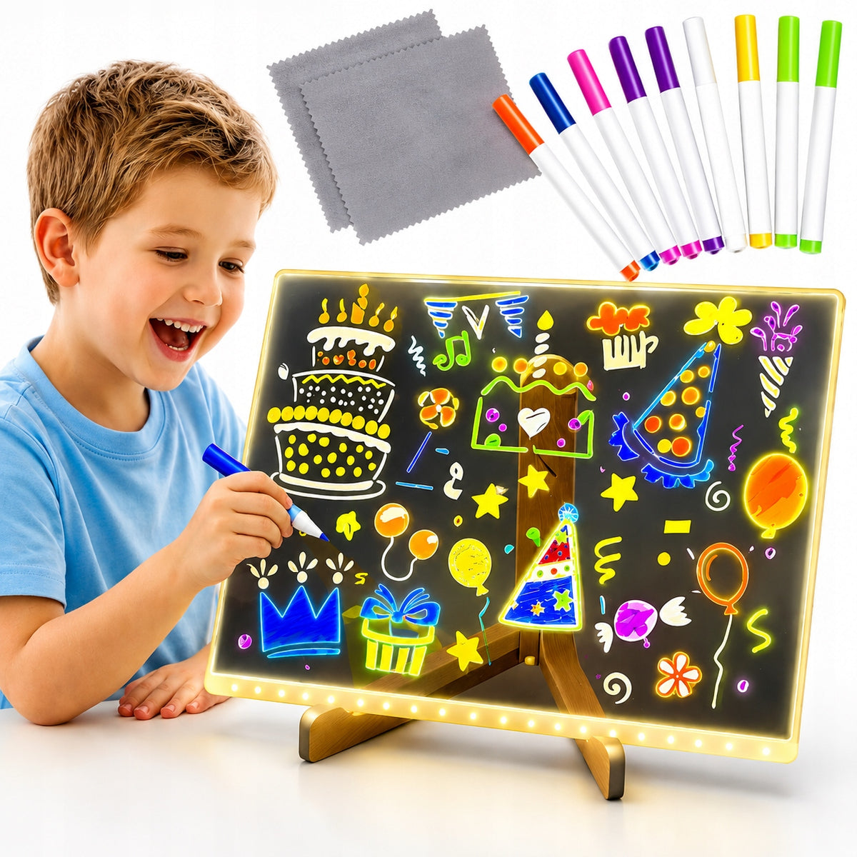 ACRYLIC DRAWING LED BOARD ILLUMINATED PENS 30X20CM STAND SET Manufacturer code 6905741128652