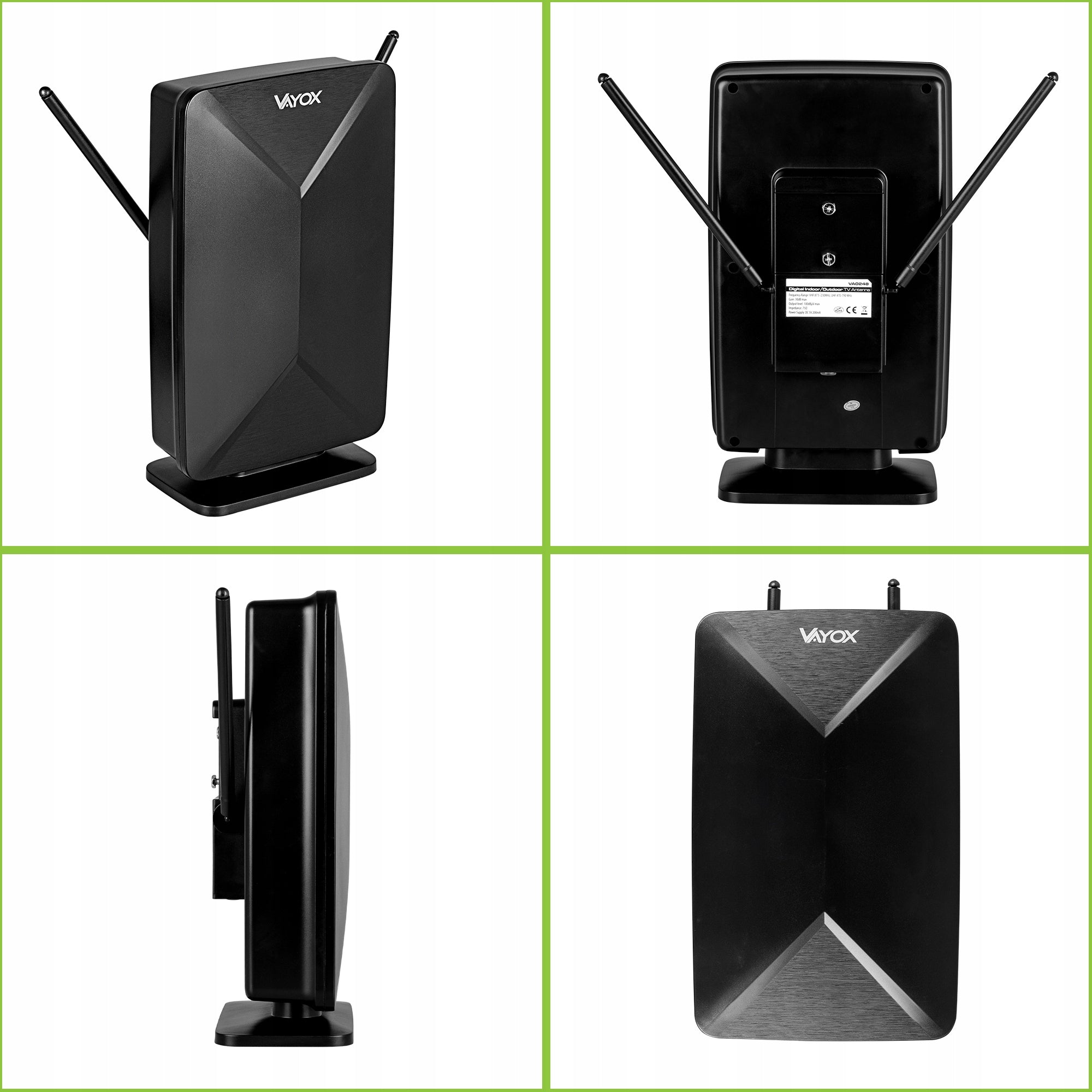 ACTIVE ROOM ANTENNA INDOOR OUTDOOR DVB-T2 TV TERRESTRIAL 4K VAYOX Manufacturer code VA0248