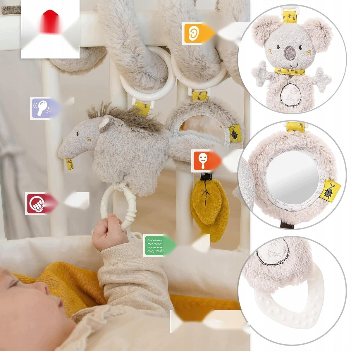 ACTIVITY SPIRALS AUSTRALIA STROLLER BABY TOY FOR FEELING AND GRASPING WITH Brand no brand