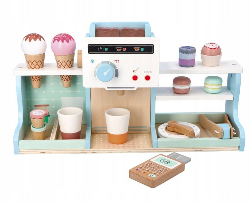 ADAM TOYS CAFE ICE CREAM SHOP PASTRY SHOP STALL WITH ICE CREAM AND COFFEE Batteries included no